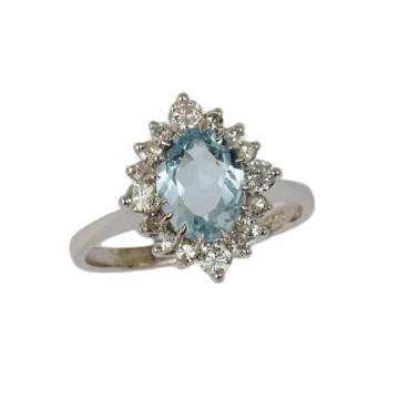 Featured image of this Women’s 14k White Gold Aquamarine, Diamond Ring