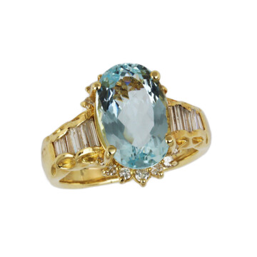 Featured image of this Women’s 14k Yellow Gold Aquamarine, Diamond Ring