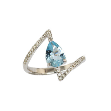 Featured image of this Women’s 14k White Gold Aquamarine, Diamond Ring