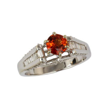 Featured image of this Women’s 14k White Gold Diamond, Spessartite Garnet Ring