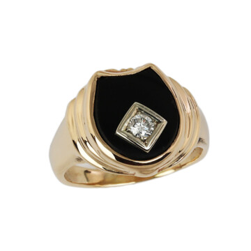 Featured image of this Men’s 14k Yellow Gold Diamond, Onyx Ring
