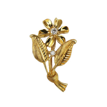 Featured image of this Women’s 14k Yellow Gold Diamond Flower Brooch