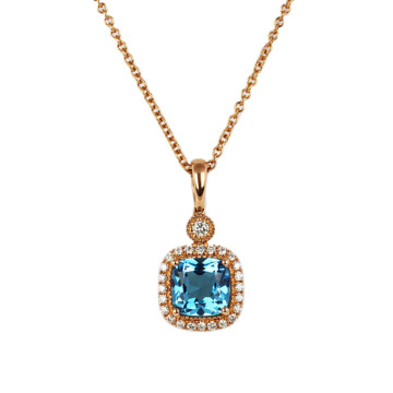 Featured image of this Women’s 14k Rose Gold Diamond, Blue Topaz Necklace