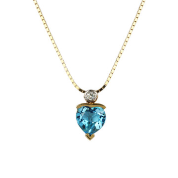 Featured image of this Women’s 14k Yellow Gold Diamond, Blue Topaz Heart Necklace