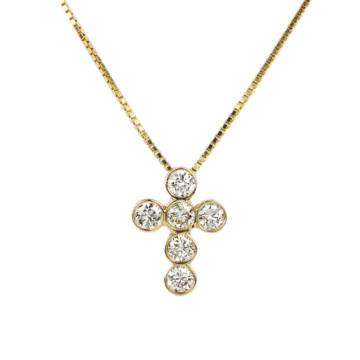 Featured image of this Women’s 14k Yellow Gold Diamond Cross Necklace