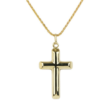 Featured image of this Unisex 14k Yellow Gold Cross Necklace