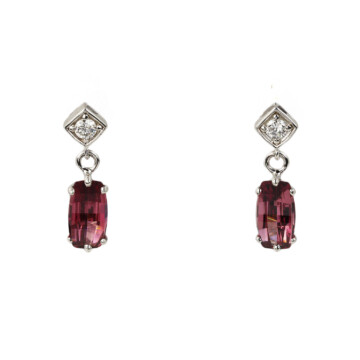 Featured image of this Women’s 14k White Gold Diamond, Garnet Dangle Earrings