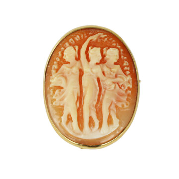 Featured image of this Vintage Women’s 10k Yellow Gold Cameo Brooch