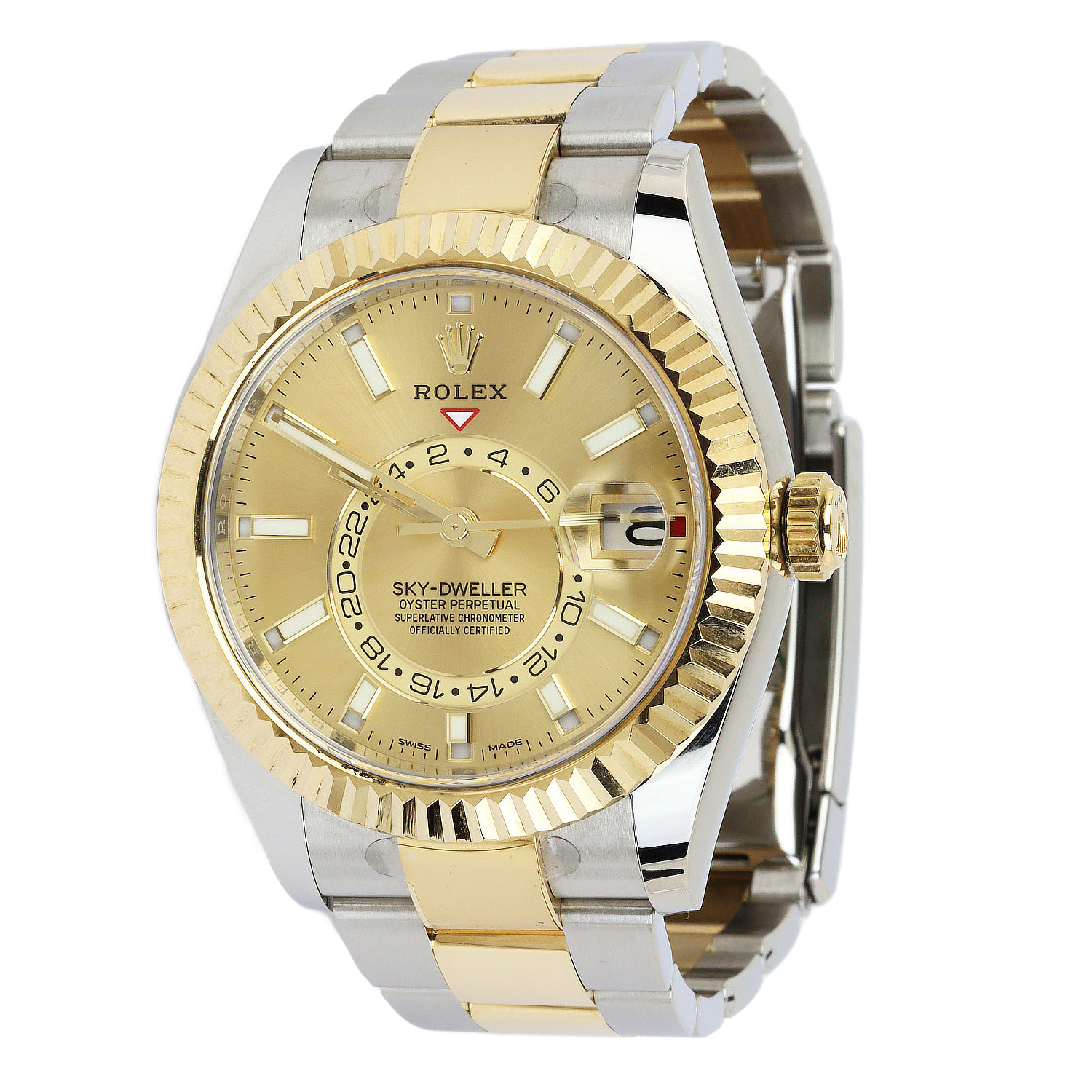 Gallery image of this Men’s Rolex 18k Yellow Gold, Stainless Steel Sky Dweller Wristwatch – 42mm Case