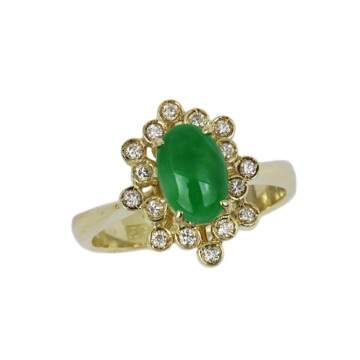 Featured image of this Women’s 14k Yellow Gold Diamond, Jade Ring