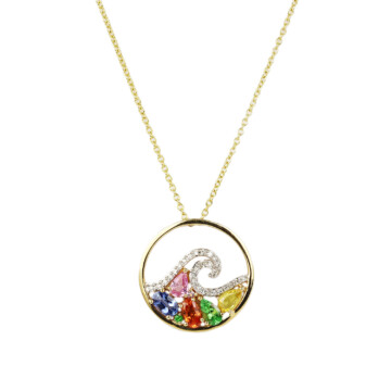 Featured image of this Effy Women’s 14k Yellow Gold Diamond, Sapphire Wave Necklace