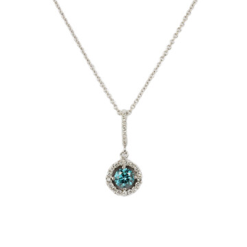 Featured image of this Women’s 14k White Gold, Blue & Clear Diamond Necklace