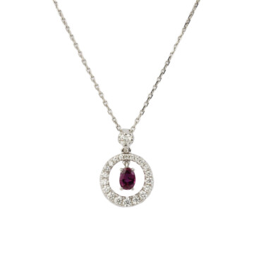 Featured image of this Women’s 14k White Gold Diamond, Ruby Necklace