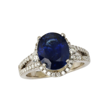 Featured image of this Women’s 14k White Gold Diamond, Sapphire Ring GIA Cert Size 6