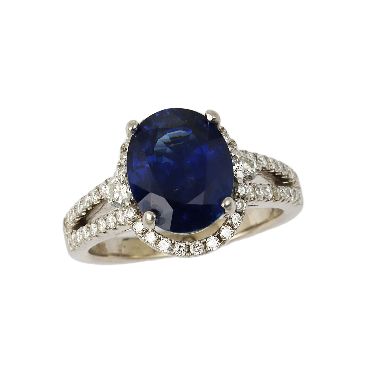 Featured image of this Women’s 14k White Gold Diamond, Sapphire Ring GIA Cert Size 6