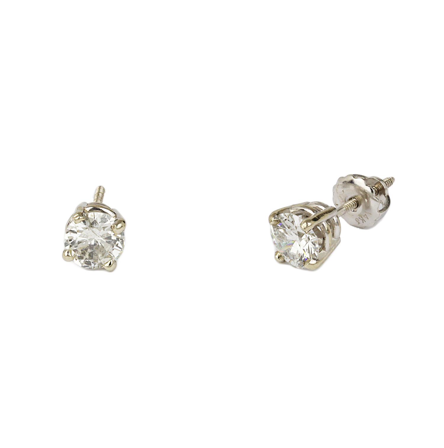 Gallery image of this Women’s 14k White Gold Diamond Stud Earrings EGL Cert