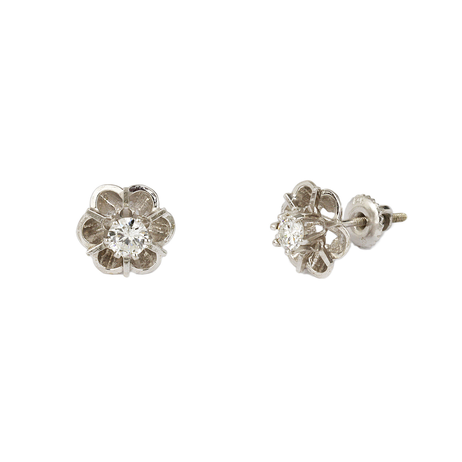 Gallery image of this Women’s 14k White Gold Diamond Stud Earrings EGL Cert