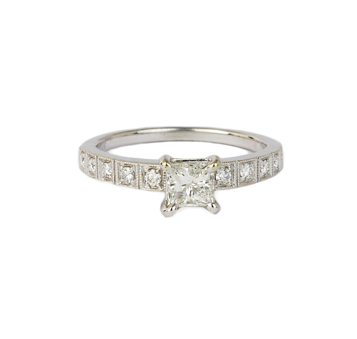 Gallery image of this Women’s 14k White Gold Diamond Bridal Ring EGL Cert