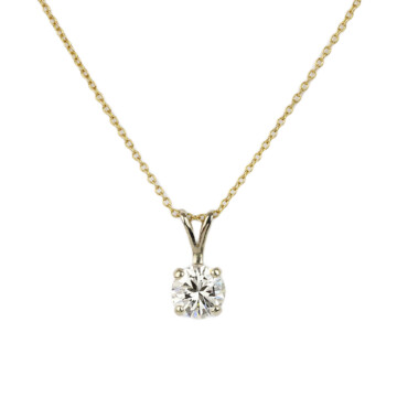 Featured image of this Women’s 14k Yellow Gold Diamond Solitaire Necklace EGL Cert