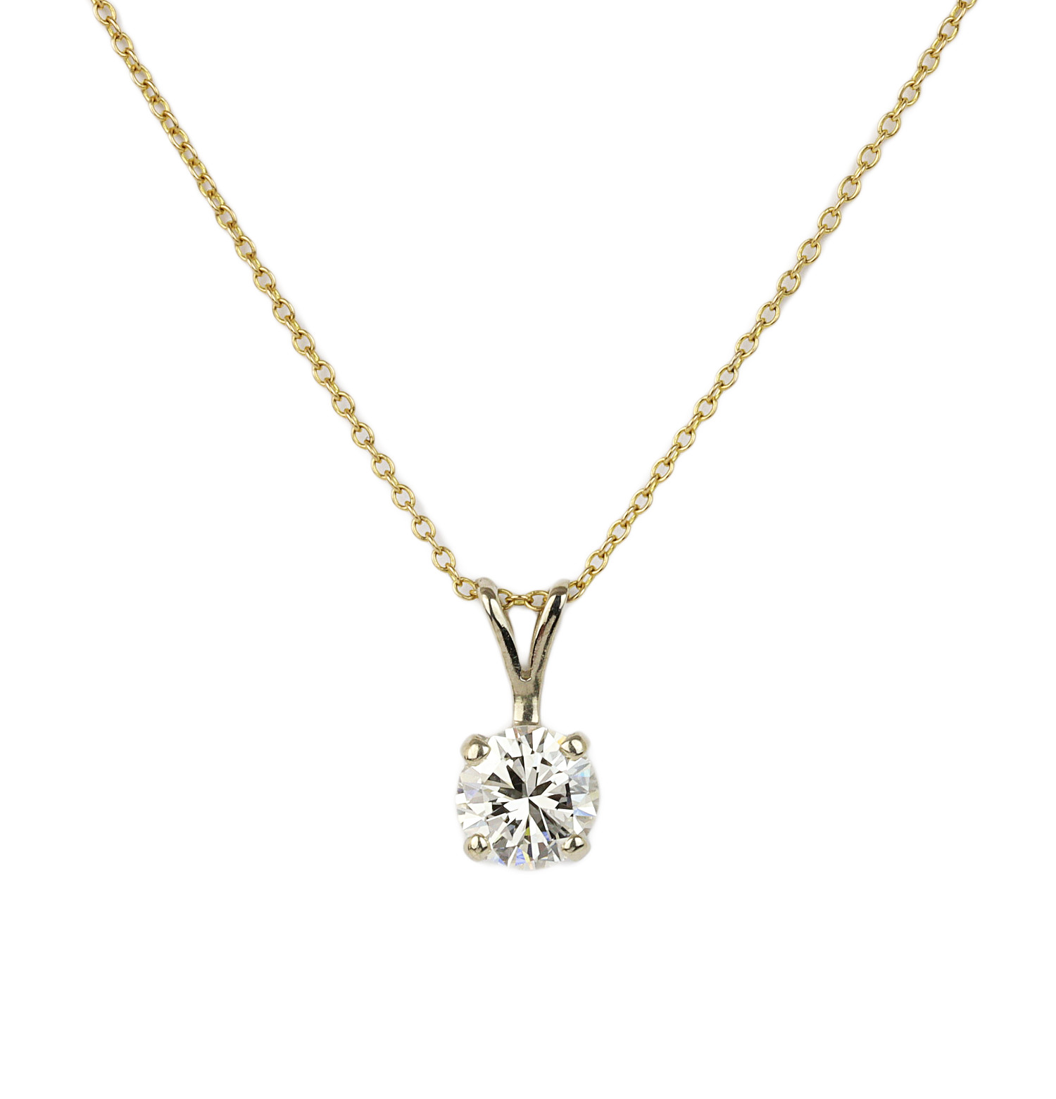 Featured image of this Women’s 14k Yellow Gold Diamond Solitaire Necklace EGL Cert