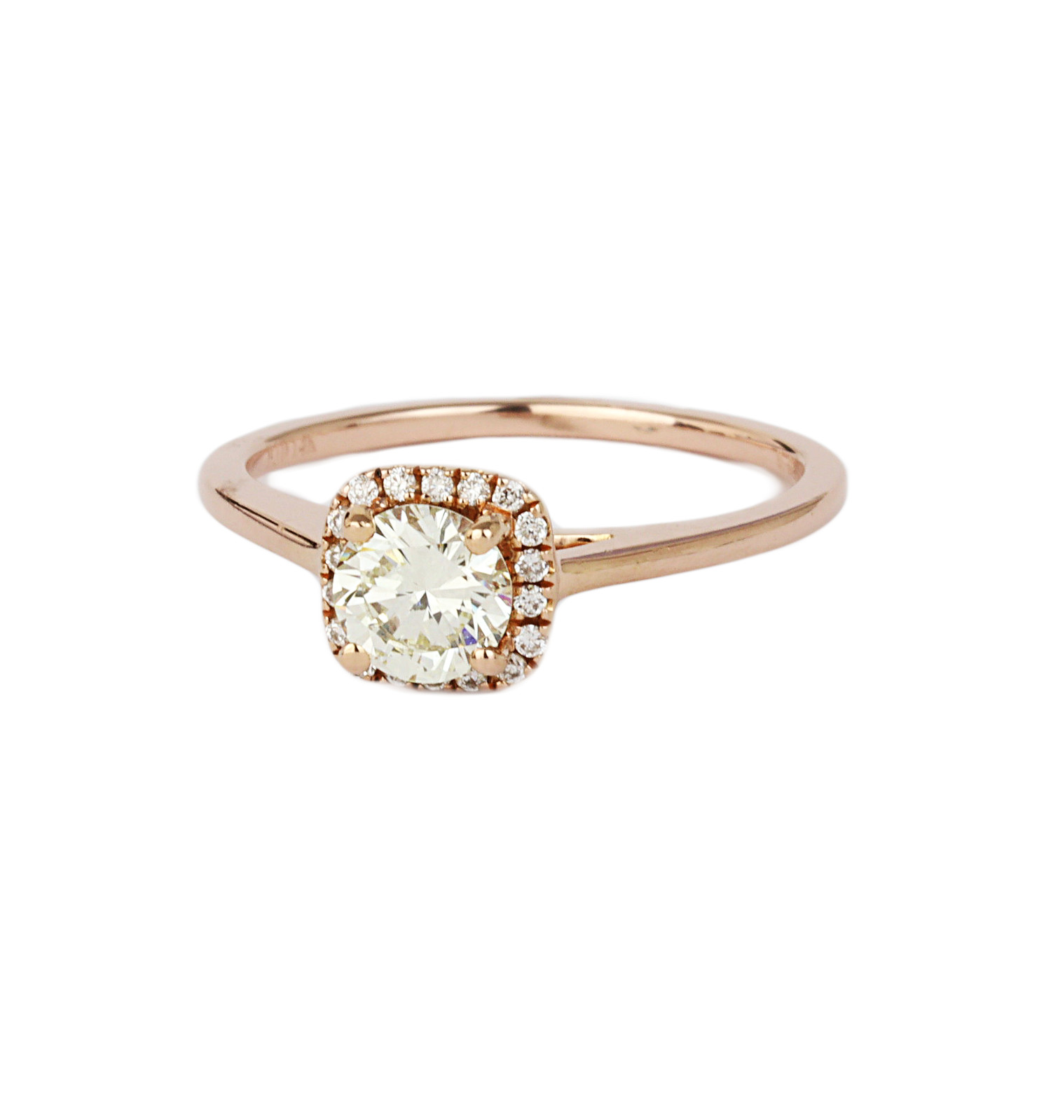 Gallery image of this Women’s 14k Rose Gold Diamond Bridal Ring EGL Cert