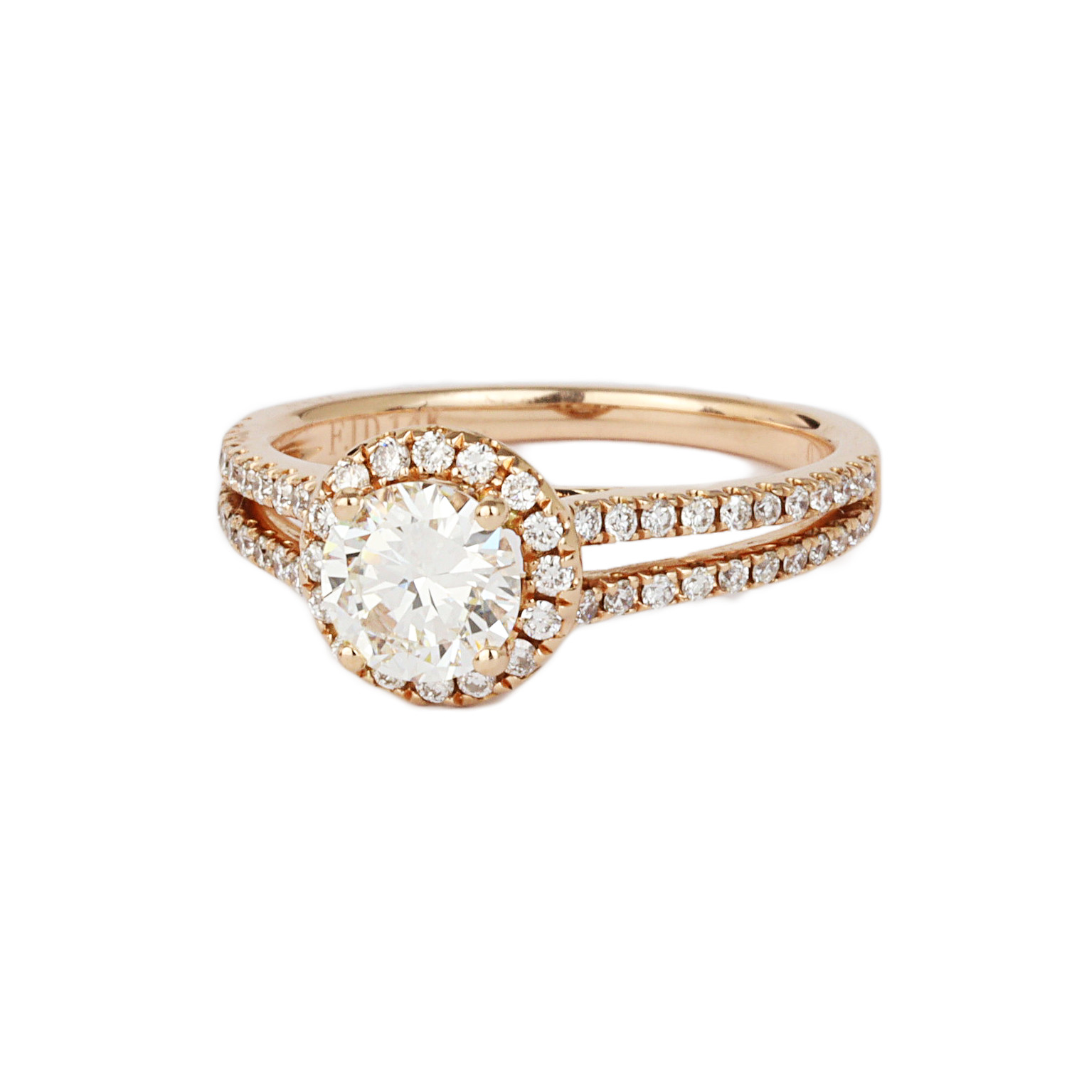 Gallery image of this Women’s 14k Rose Gold Diamond Bridal Ring EGL Cert