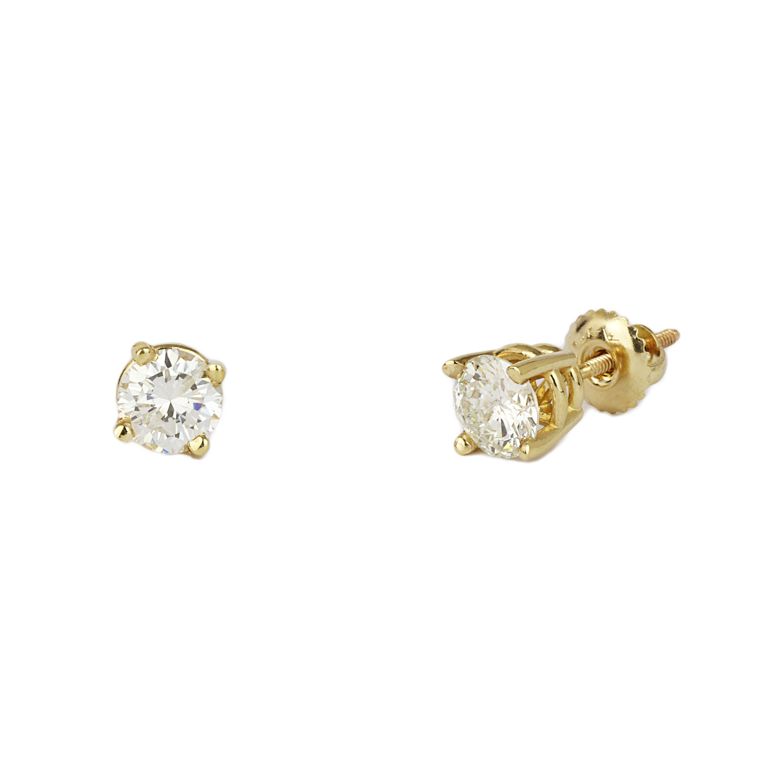 Gallery image of this Women’s 14k Yellow Gold Diamond Stud Earrings EGL Cert