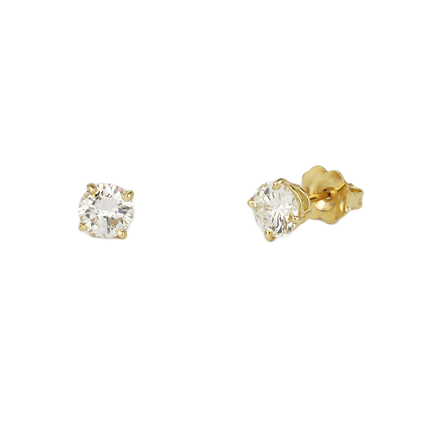 Gallery image of this Women’s 14k Yellow Gold Diamond Stud Earrings EGL Cert