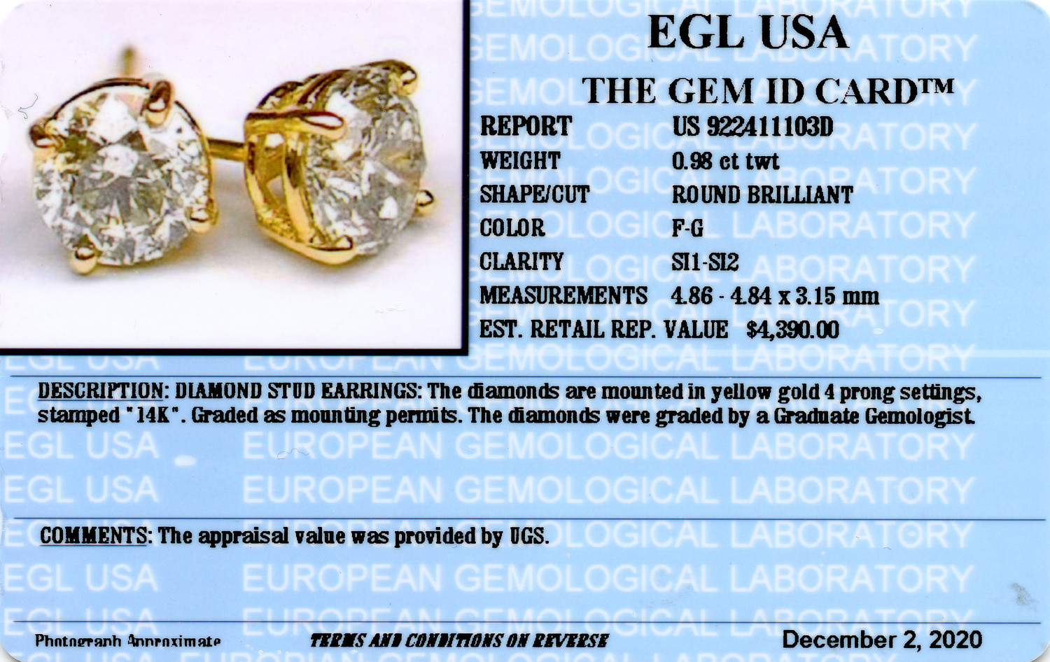 Gallery image of this Women’s 14k Yellow Gold Diamond Stud Earrings
