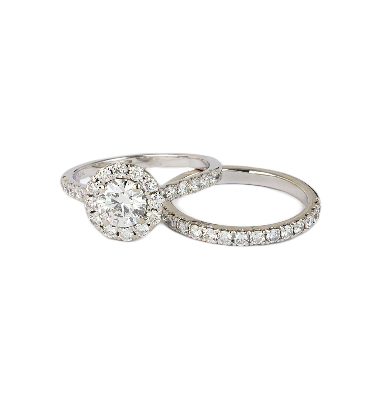 Gallery image of this Women’s 14k White Gold Diamond Bridal Ring Set EGL Cert