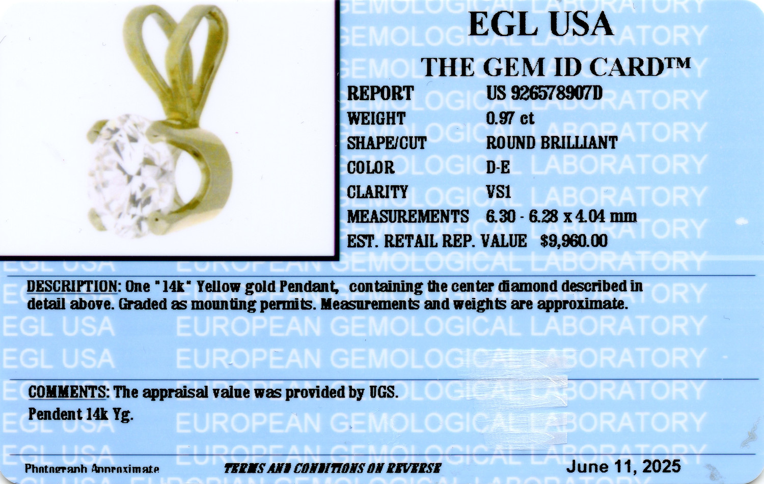 Gallery image of this Women’s 14k Yellow Gold Diamond Necklace EGL Cert