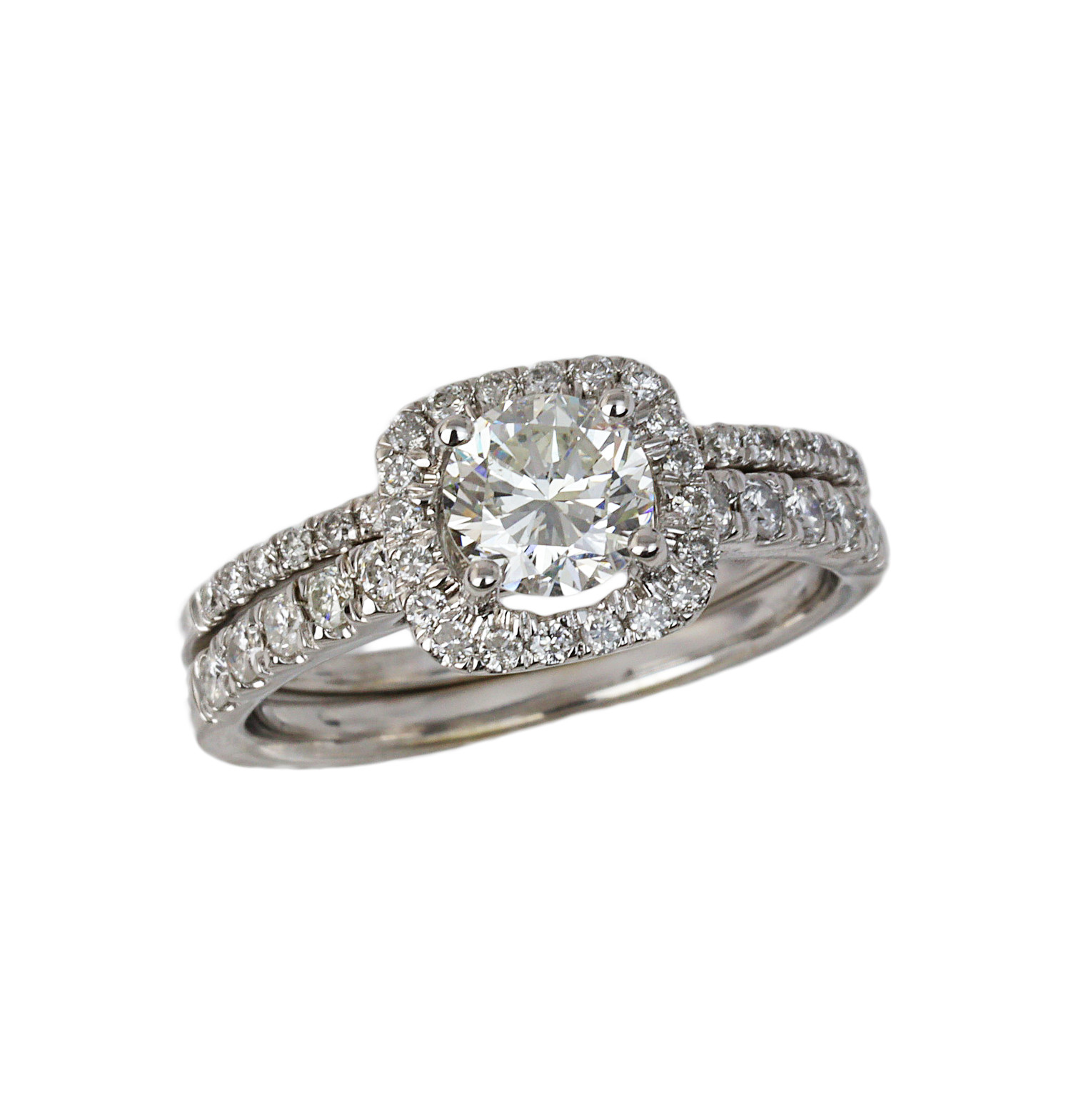 Featured image of this Women’s 14k White Gold Diamond Bridal Ring Set EGL Cert