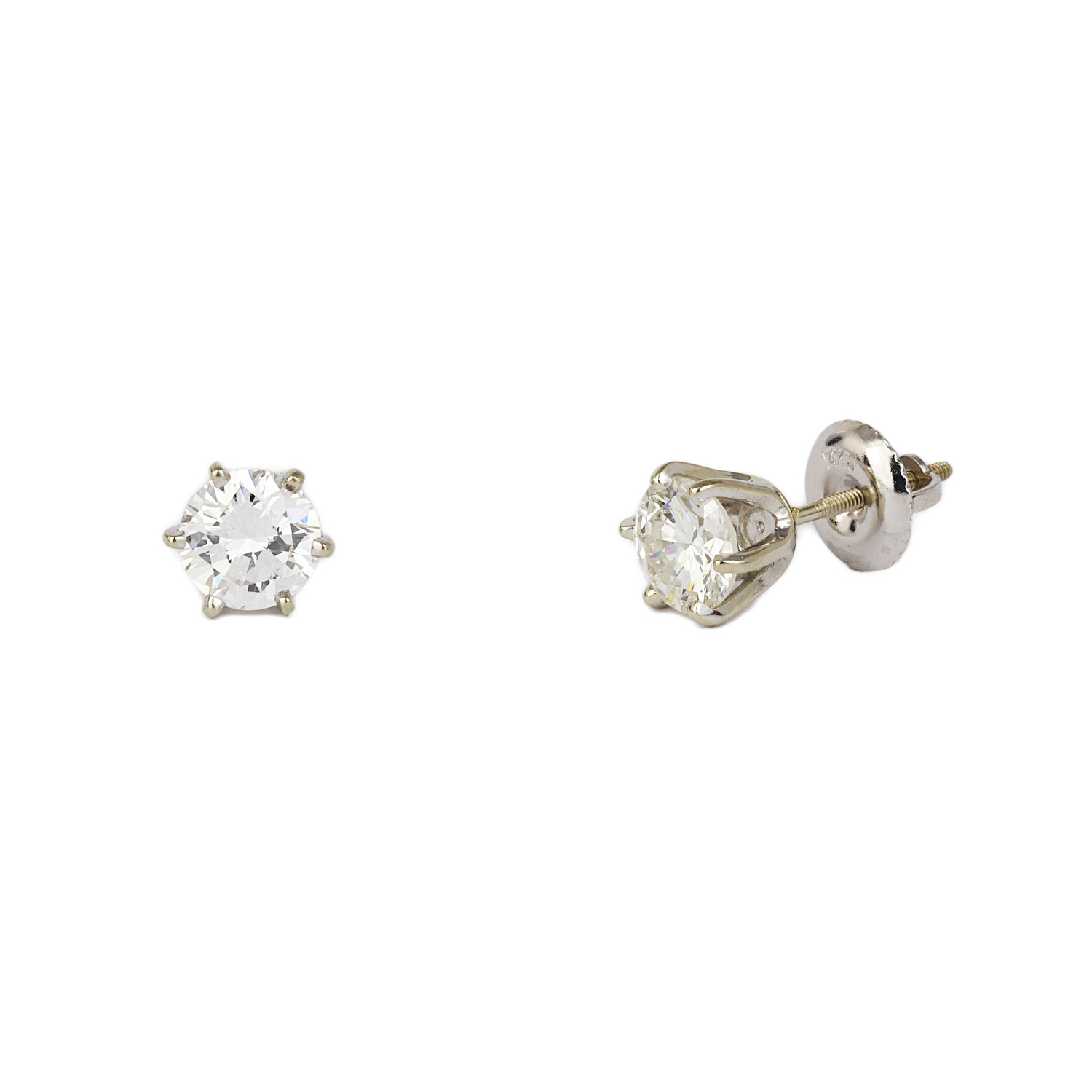 Gallery image of this Women’s 14k White Gold Diamond Stud Earrings EGL Cert