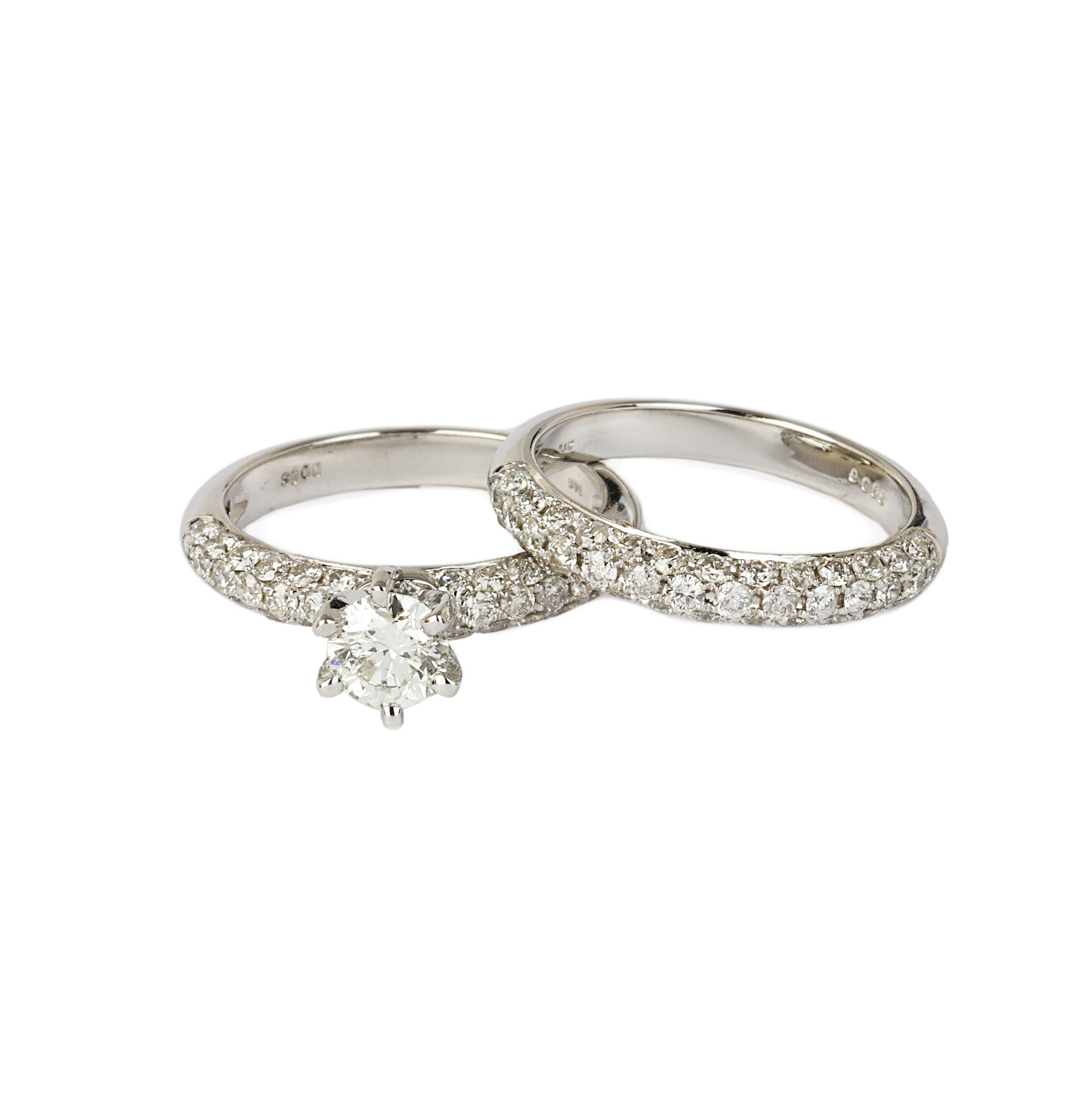 Gallery image of this Women’s 14k White Gold Diamond Bridal Ring Set EGL Cert