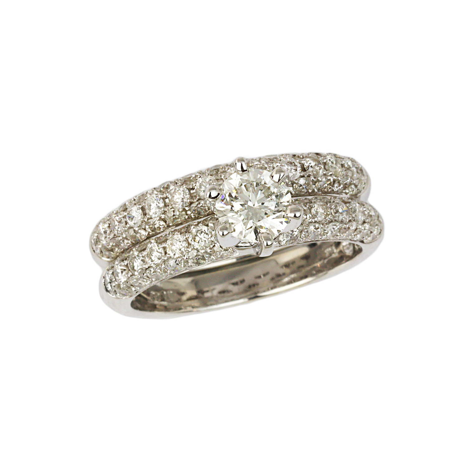 Featured image of this Women’s 14k White Gold Diamond Bridal Ring Set EGL Cert