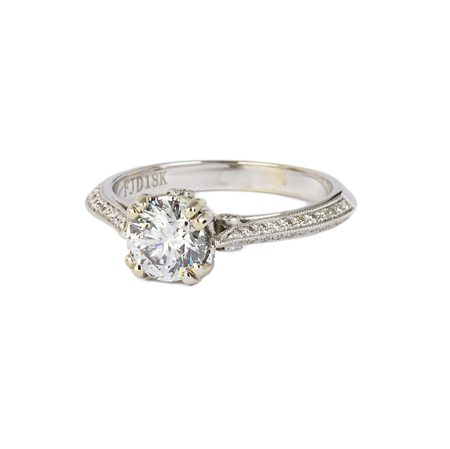 Gallery image of this Women’s 18k White Gold Diamond Bridal Ring GIA Cert
