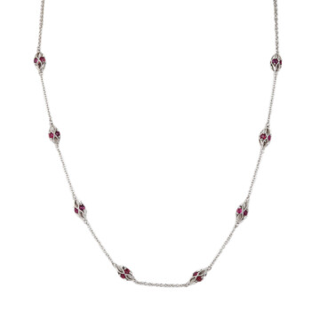 Featured image of this Women’s 14k White Gold Ruby Station Necklace