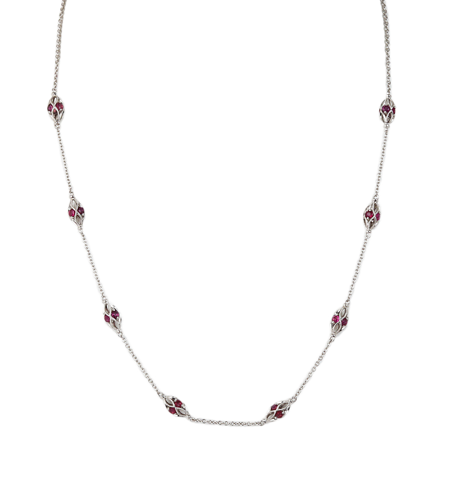 Featured image of this Women’s 14k White Gold Ruby Station Necklace