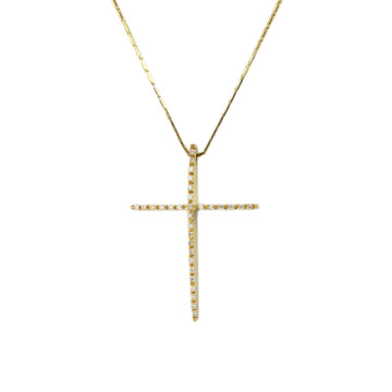 Featured image of this Women’s 14k Yellow Gold Diamond Cross Necklace