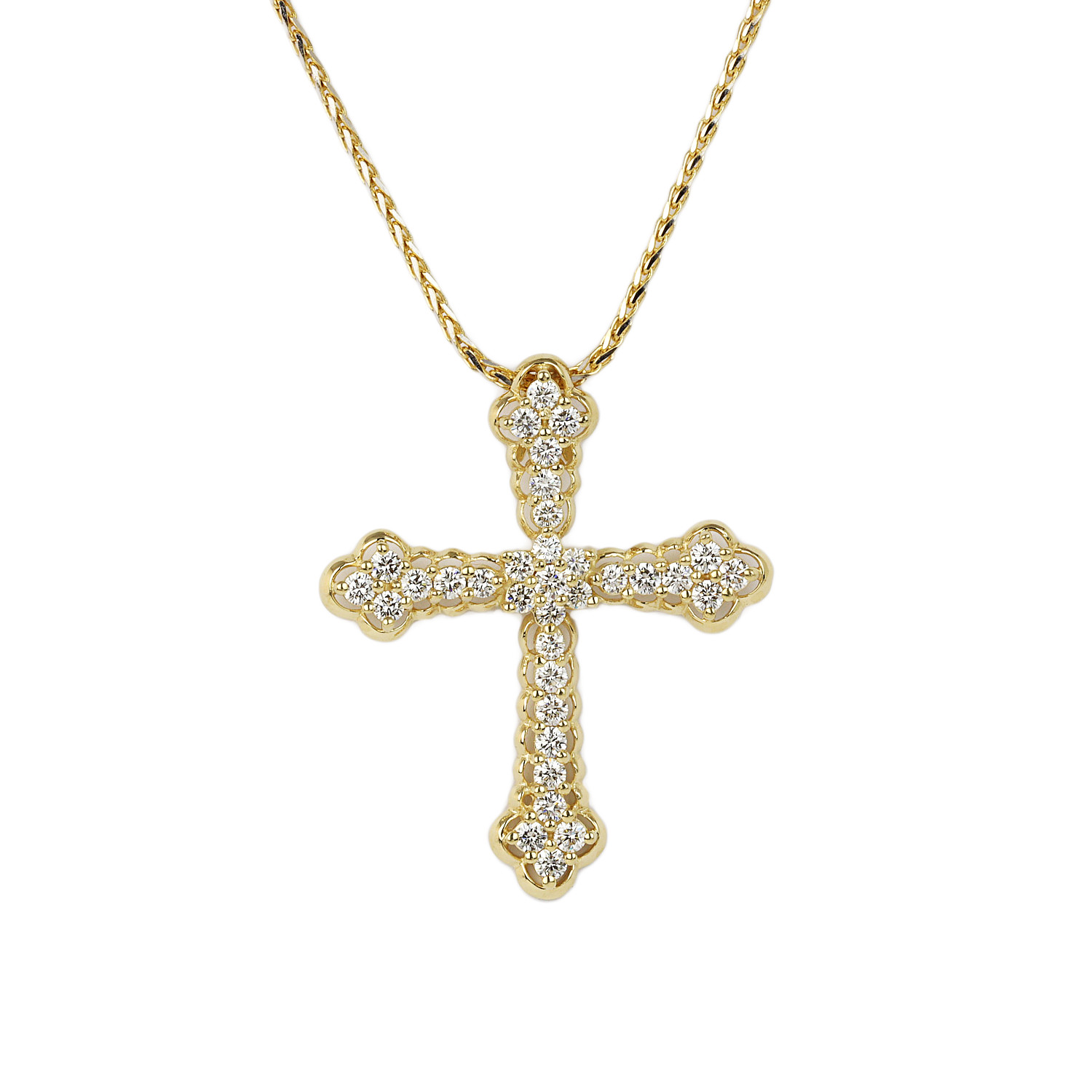 Featured image of this Women’s 14k Yellow Gold Diamond Cross Necklace