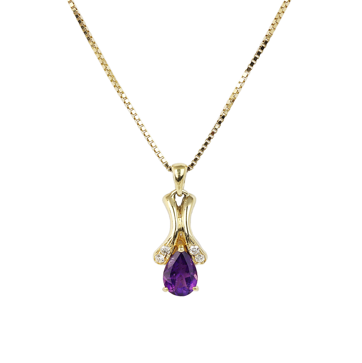 Featured image of this Women’s 14k Yellow Gold Amethyst, Diamond Necklace