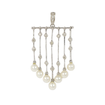 Featured image of this Women’s 14k White Gold Diamond, Pearl Pendant