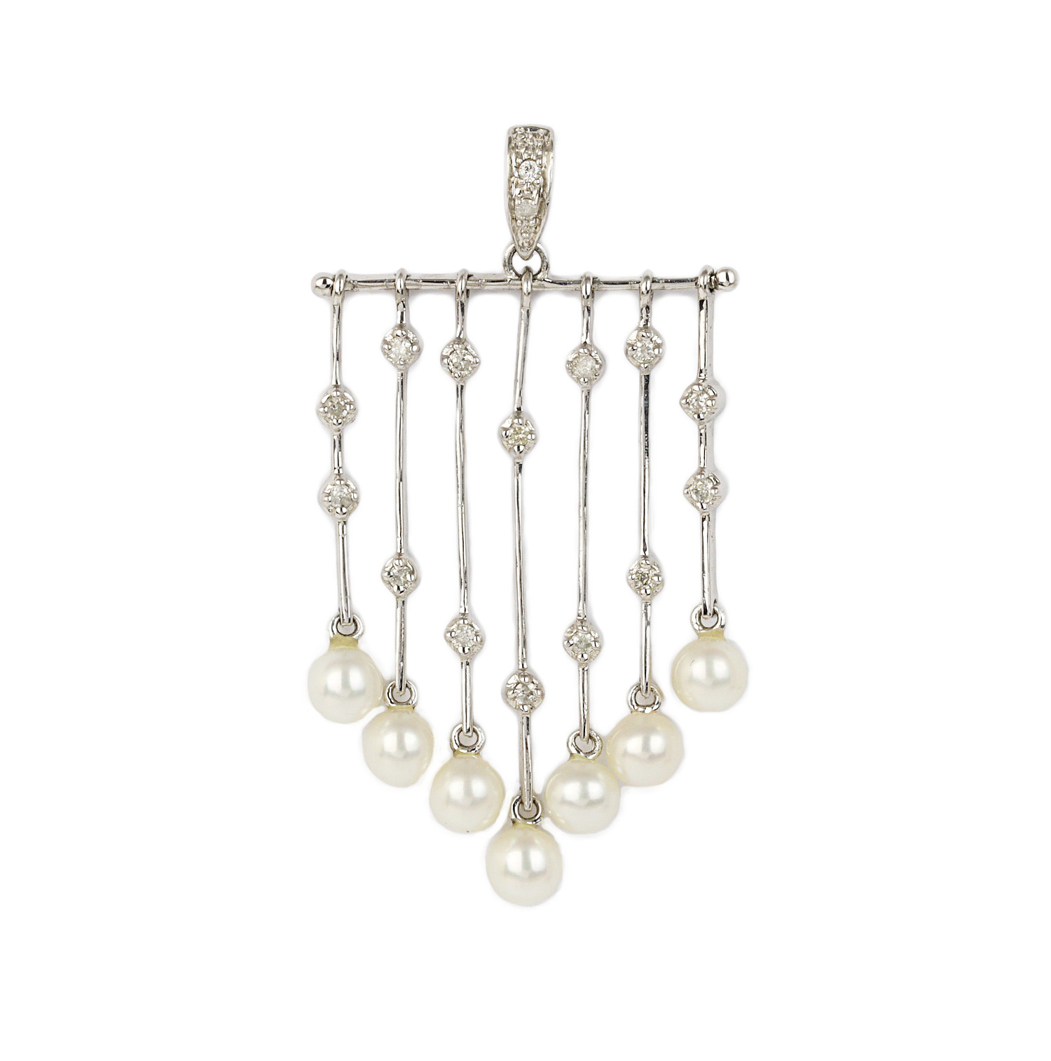Featured image of this Women’s 14k White Gold Diamond, Pearl Pendant