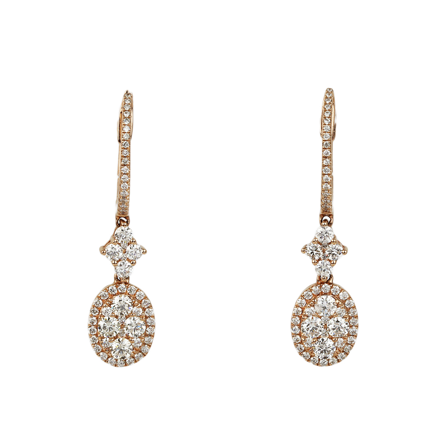 Featured image of this Women’s 14k Rose Gold Diamond Dangle Earrings