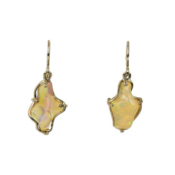 Featured image of this Women’s 14k White Gold Ethiopian Opal Dangle Earrings