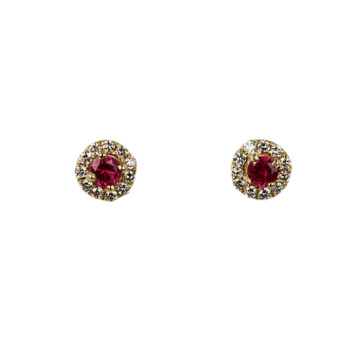 Featured image of this Women’s 14k Yellow Gold Diamond, Ruby Stud Earrings
