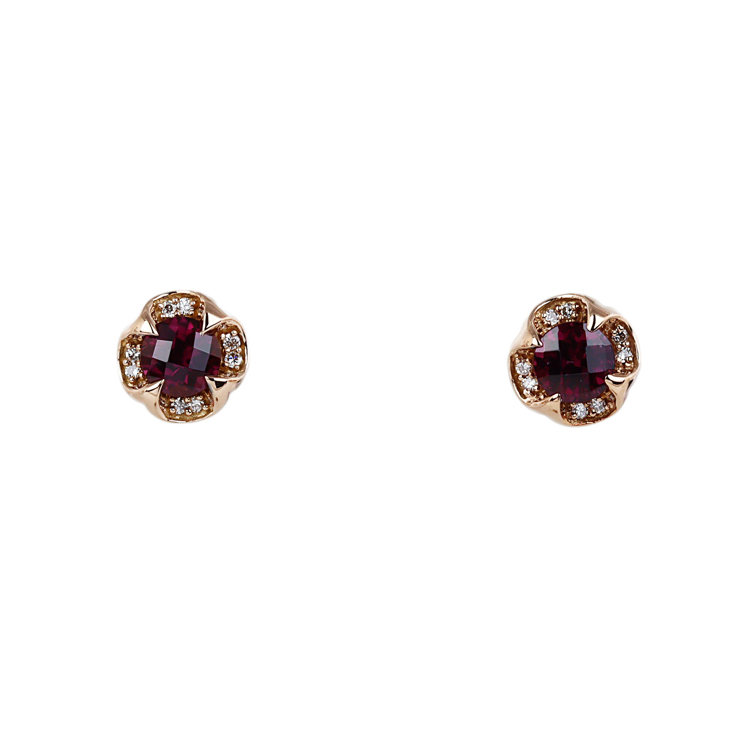 Featured image of this LeVian Women’s 14k Rose Gold, Diamond, Garnet Stud Earrings