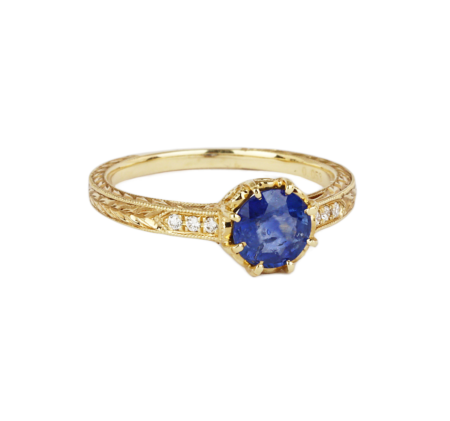 Gallery image of this Women’s 14k Yellow Gold Diamond, Sapphire Ring GIA Cert