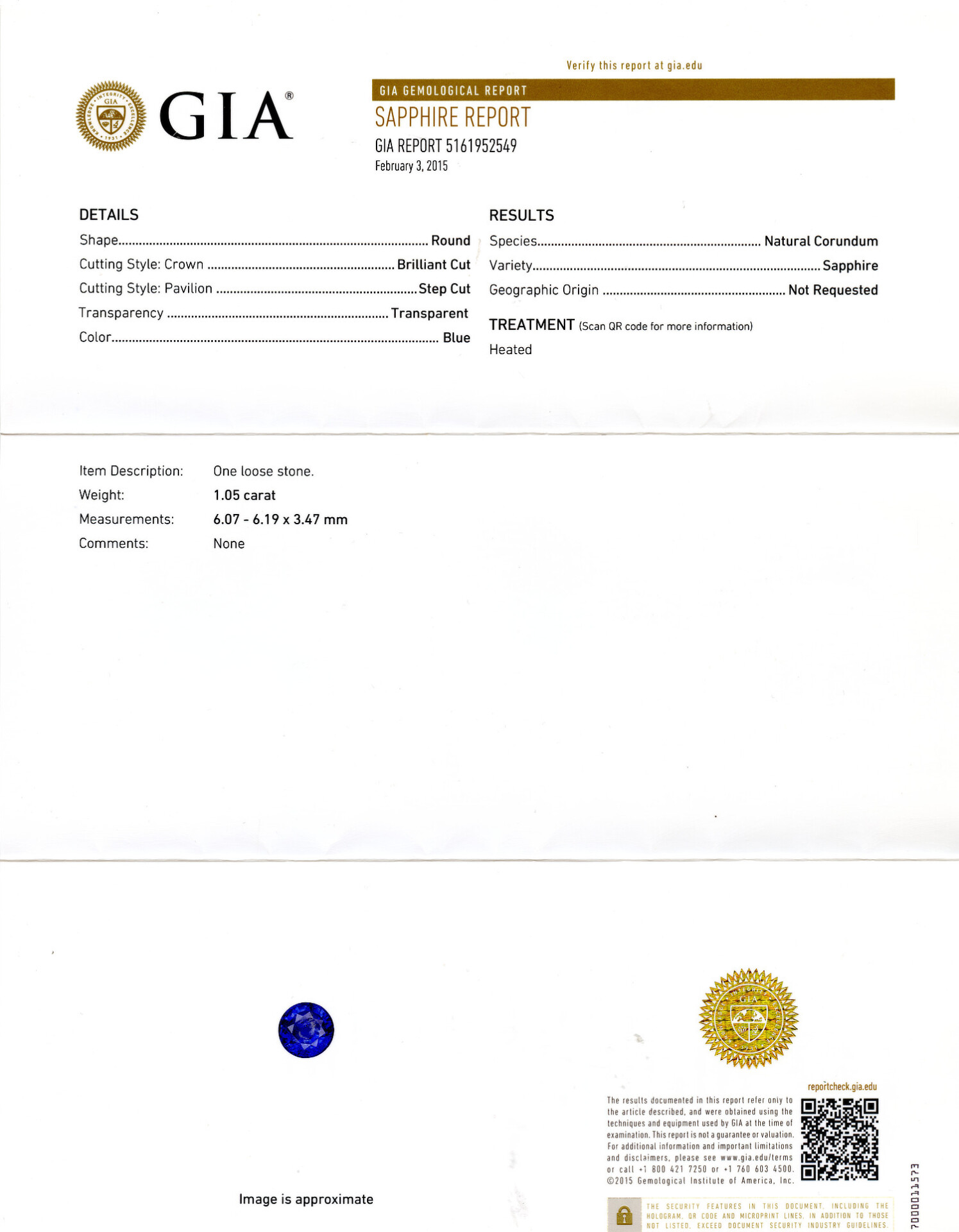 Gallery image of this Women’s 14k Yellow Gold Diamond, Sapphire Ring GIA Cert