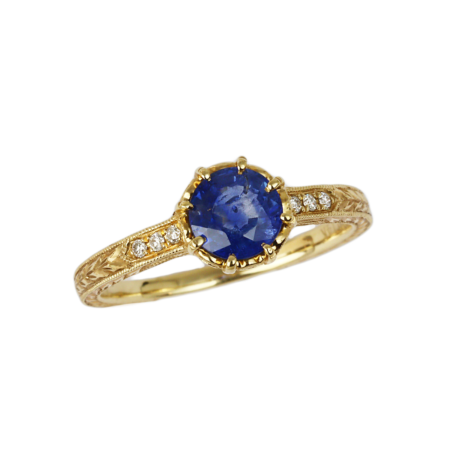 Featured image of this Women’s 14k Yellow Gold Diamond, Sapphire Ring GIA Cert